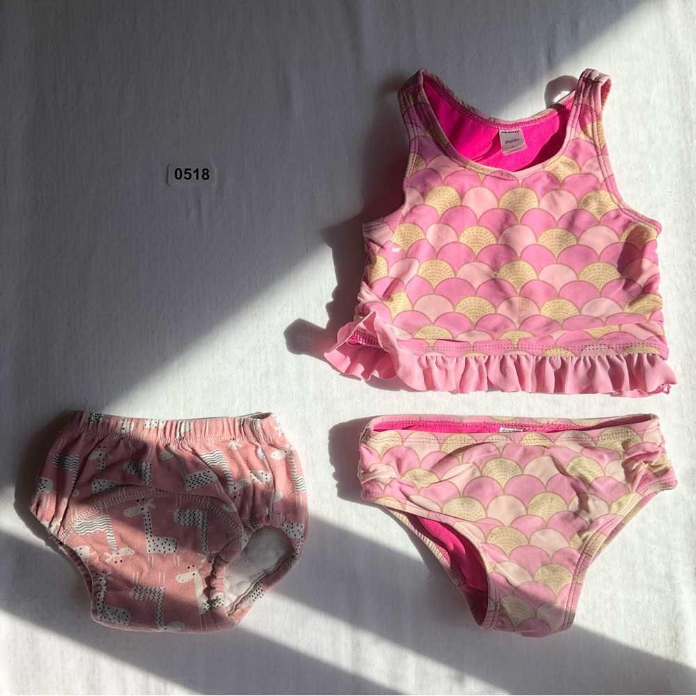 Joe Boxer Set of Swimsuits for Little Toddler Girls size 2T, Potty Pants size 3T
